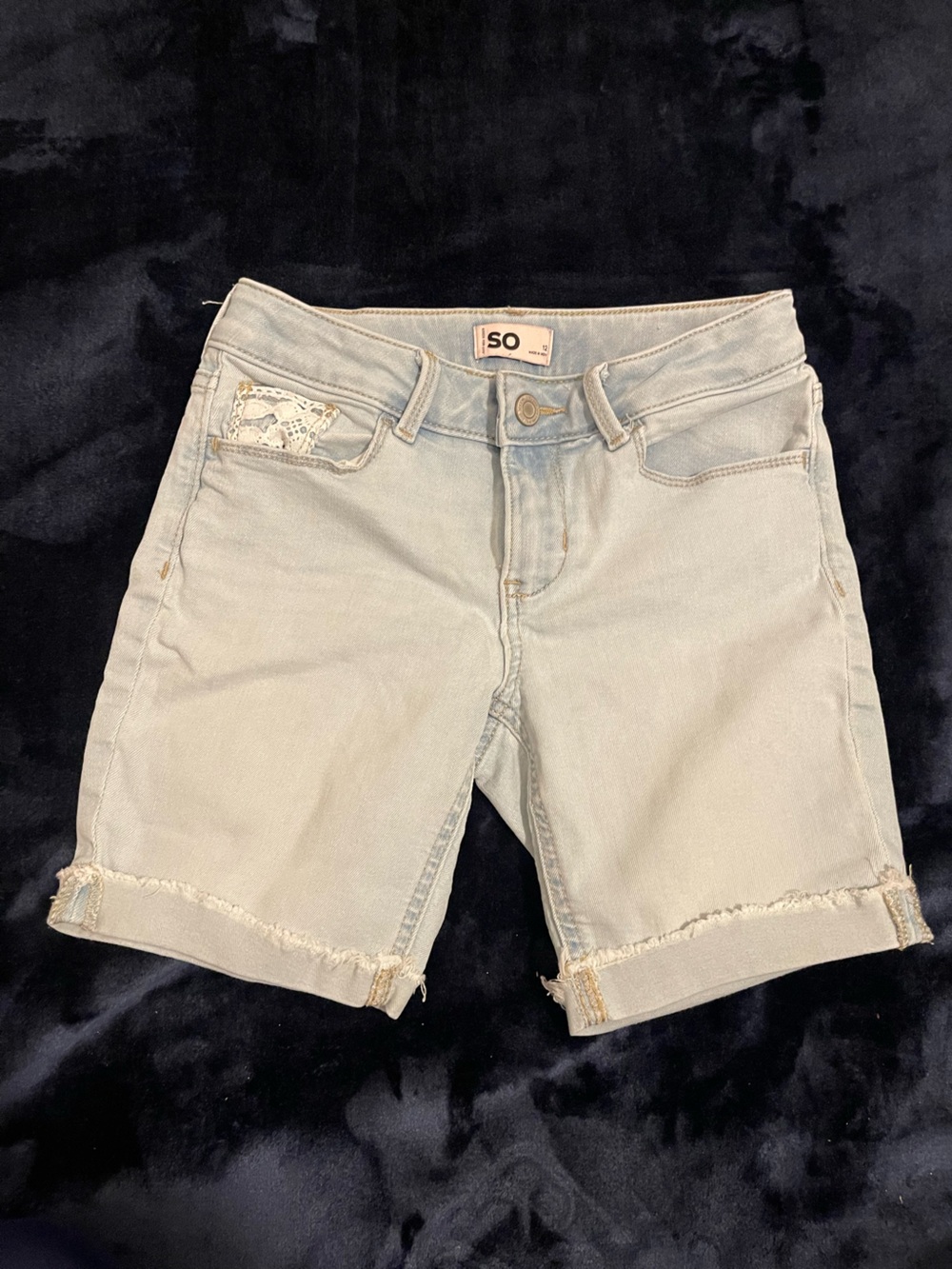 SO Light Wash Denim Cuffed Bermuda Shorts
